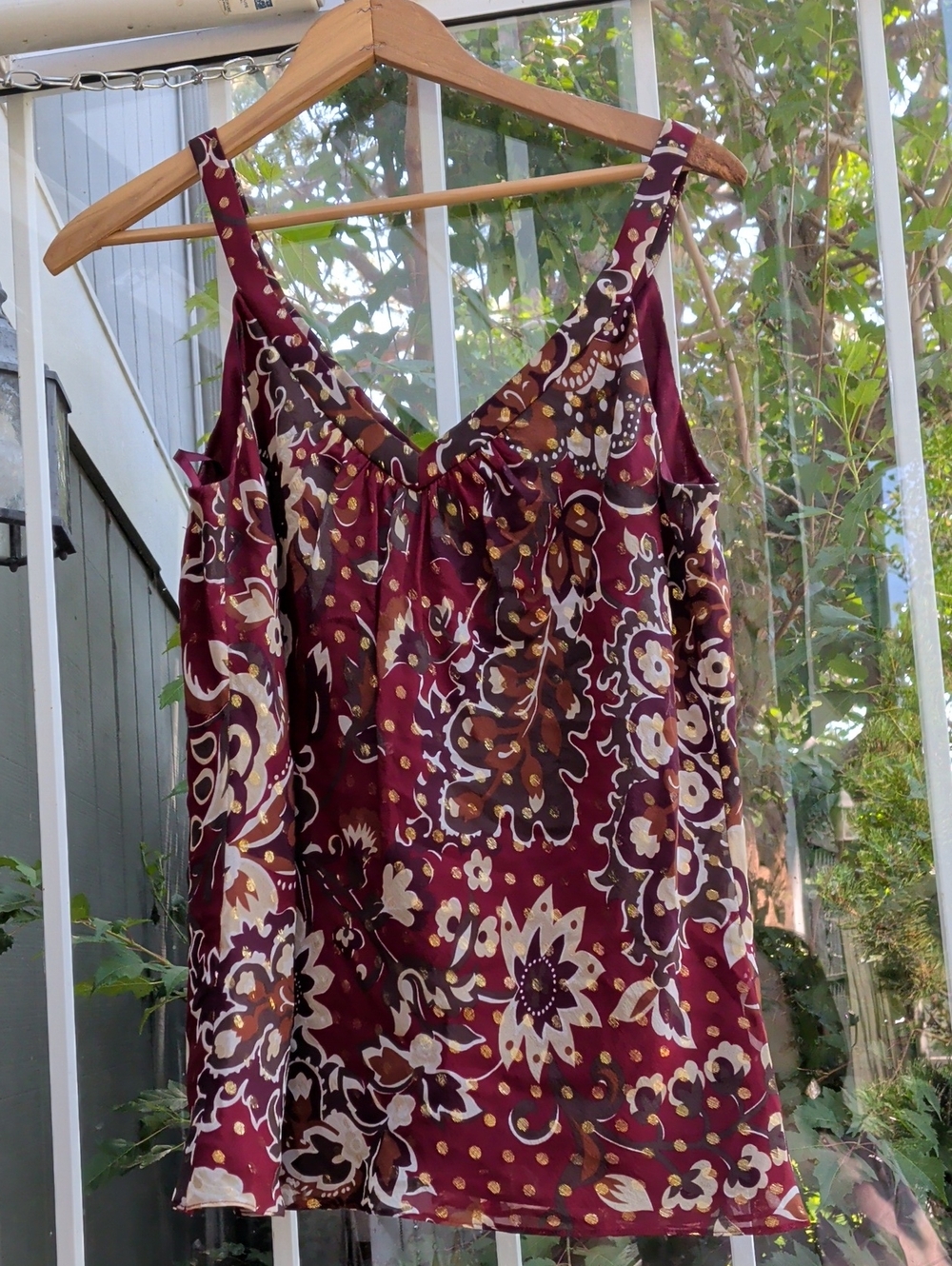 Ann‎ Taylor Burgundy Floral Print Camisole